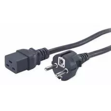 Кабель питания Hyperline PWC-IEC19-SHM-5.0-BK (Shucko+C19) (3x1.5), 16A, угловая вилка, 5 м