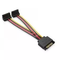 Кабель питания Vention KDBBB разветвитель SATA 15pin M / 2 x SATA 15pin F угол 90 - 0.15м