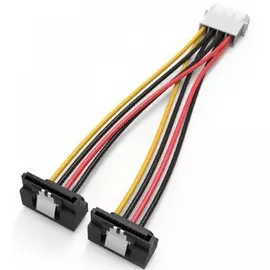 Кабель питания Vention KDCBB переходник MOLEX 4pin M / 2 x SATA 15pin F угол 90 - 0.15м
