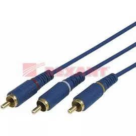 Кабель Rexant 17-0204-1 3х3 RCA, 3м, синий, gold