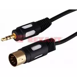 Кабель Rexant 17-2502 DIN 5PIN Plug - 3.5мм Stereo Plug, 1.5м (GOLD)