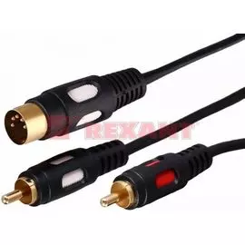 Кабель Rexant 17-2512 DIN 5PIN Plug - 2 RCA Plug, 1.5м (GOLD)