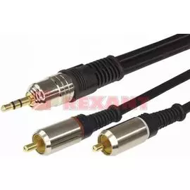Кабель Rexant 17-4225 3.5 Stereo Plug - 2RCA Plug, 5м (GOLD), металл
