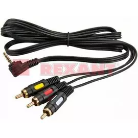 Кабель Rexant 17-4412 3.5мм 4C Plug - 3RCA Plug, 1.5м (GOLD)