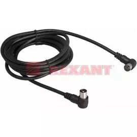 Кабель Rexant 18-0015 TV PLUG - TV JACK, 5м, угловой, черный
