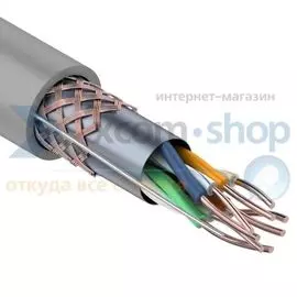 Кабель витая пара SF/UTP 5e кат. 4 пары Rexant 01-0342 24AWG(0.50 мм), медь, одножильный (solid), внутренний, PVC, серый, уп/305м
