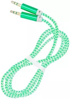 Кабель SmartBuy A-35-35 green AUX 3.5-3.5 мм (M-M), 1 м, зеленый, нейлоновая оплетка, /100