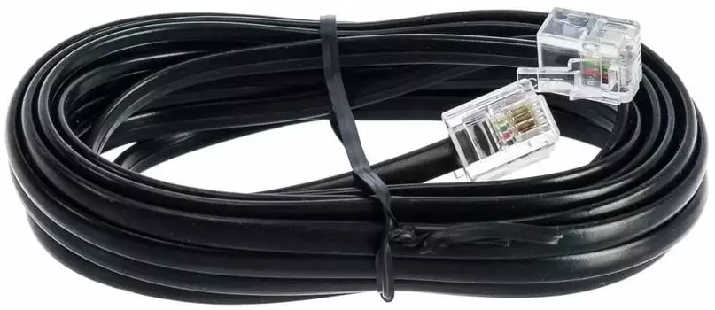 Кабель телефонный Cablexpert TC6P4C-2M-BK аппарат-розетка 2 м черный