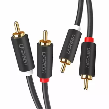 Кабель UGREEN AV104 10519_ 2RCA Male to 2RCA Male Cable. Длина: 3м. Цвет: черный