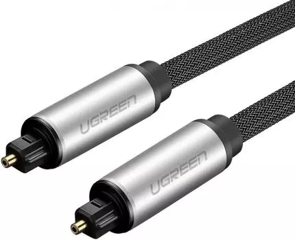 Кабель UGREEN AV108 10541_ Toslink Optical Male To Male Audio, 3м, серебристо-черный