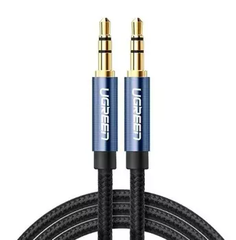 Кабель UGREEN AV112 10688_ 3.5mm Male to 3.5mm Male Cable Gold Plated Metal Case with Braid. Длина: 3м. Цвет: синий