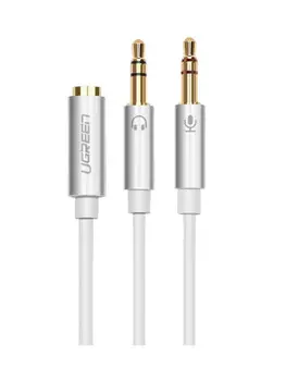 Кабель UGREEN AV140 20897_ 3.5mm Female to 2 Male Audio Cable ABS Case. Длина: 20 см. Цвет: белый