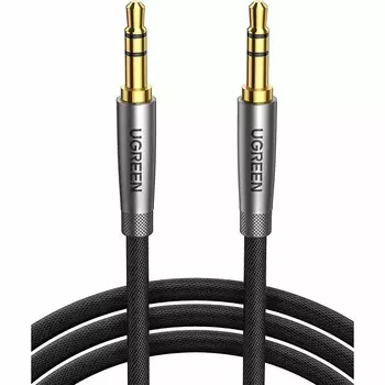 Кабель UGREEN AV150 10116_ 3.5mm Male to Male Alu Case Braid Audio Cable. Длина: 3м. Цвет: серебристо-серый