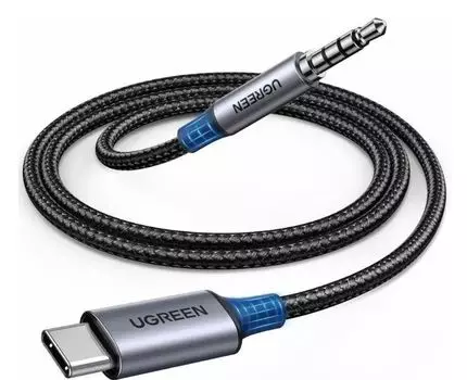 Кабель UGREEN CM734 35056_ USB-C to 3.5mm Audio Cable With Chip. длина: 1м. цвет: серый