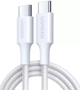 Кабель UGREEN L501 35218_ 60W USB-C to USB-C PD Fast Charging Braided Cable 3A Max. Длина: 1м. Цвет: белый