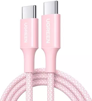 Кабель UGREEN L501 35441_ 60W USB-C to USB-C PD Fast Charging Braided Cable 3A Max. Длина: 1м. Цвет: розовый