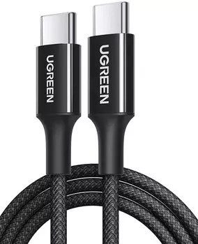 Кабель UGREEN L501 65245_ 60W USB-C to USB-C PD Fast Charging Braided Cable 3A Max. Длина: 2м. цвет: черный