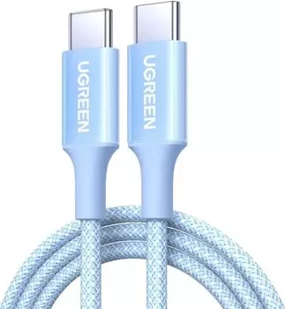 Кабель UGREEN L501 65247_ 60W USB-C to USB-C PD Fast Charging Braided Cable 3A Max. Длина: 2м. цвет: голубой