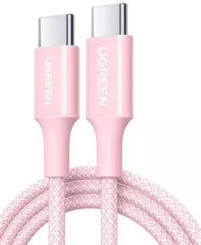 Кабель UGREEN L502 65251_ USB-C to USB-C PD Fast Charging Braided Cable 5A Max. Длина: 1м. цвет: розовый