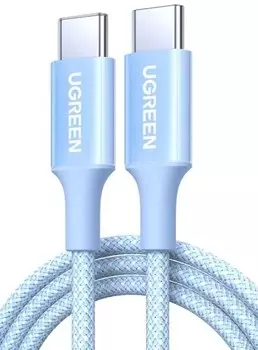 Кабель UGREEN L502 65253_ USB-C to USB-C PD Fast Charging Braided Cable 5A Max. Длина: 1м. цвет: голубой