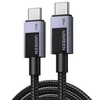 Кабель UGREEN L524 55764_ USB-C to USB-C PD 3A Fast Charging Braided Date Cable. длина: 0,5м. цвет: серый космос