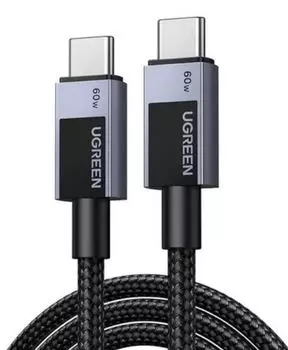 Кабель UGREEN L524 55765_ USB-C to USB-C PD 3A Fast Charging Braided Date Cable. длина: 1м. цвет: серый космос