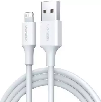Кабель UGREEN US155 80315 USB-A Male/Lightning Male, корпус ABS с никелевым покрытием, 1.5м, white