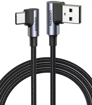 Кабель UGREEN US176 20857_ угловой USB-A (угол налево) / USB-C (угол направо), 2 м, серый космос