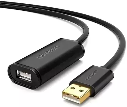 Кабель UGREEN US121 10319_ USB 2.0 Active Extension Cable with Chipset. Длина 5 м. черный