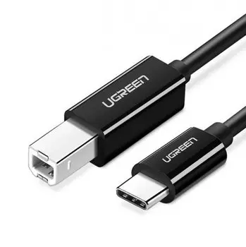 Кабель UGREEN US241 50446_ USB-C/USB-B 2.0, для подключения ноутбука, ПК к сканеру, принтеру, серверу, факсу, жесткому диску, фотоаппарату, 2м, black