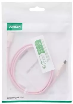 Кабель UGREEN US264 65124_ 60W USB-C 2.0 Male To USB-C 2.0 Male 3A Data Cable. Длина: 1м. цвет: розовый