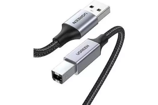 Кабель UGREEN US369 80804 USB-A Male to USB-B 2.0 Printer Cable Alu Case with Braid для подключения принтера. Длина: 3м. Цвет: черный