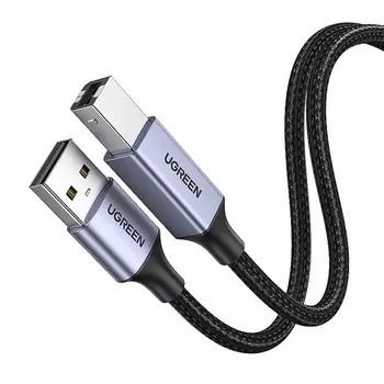 Кабель UGREEN US369 90560 USB-A to USB-B Male Printer Cable Alu Case Braided. Длина: 5м. Цвет: черны