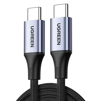 Кабель UGREEN US535 90440 USB-C to USB-C, 240W в оплетке, 2м, цвет: серый космос