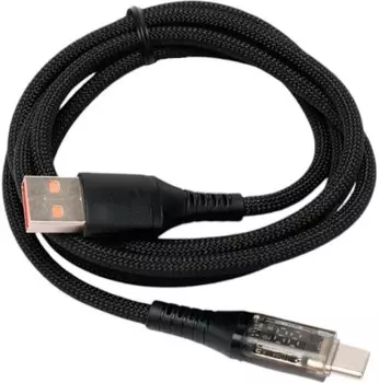 Кабель USB 2.0 Cablexpert CCP-USB2-AMCM-SCR-1M AM/Type-C, 6A, 66Вт, QC3.0, дисплей, оплетка, медь, 1м, черный