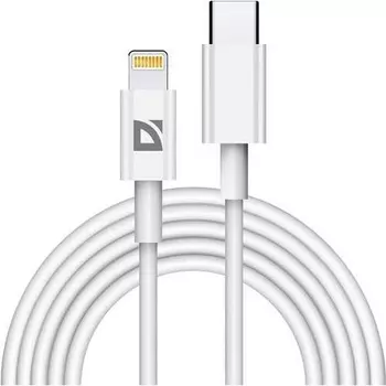 Кабель USB Defender F182 TypeC/Lightning 2м, 20Вт, PD, TPE, белый