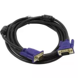 Кабель VGA Exegate EX-CC-PVGA-15M15M-5.0 EX138950RUS 15M/15M, 5м, 2 фильтра, позолоченные контакты, экран