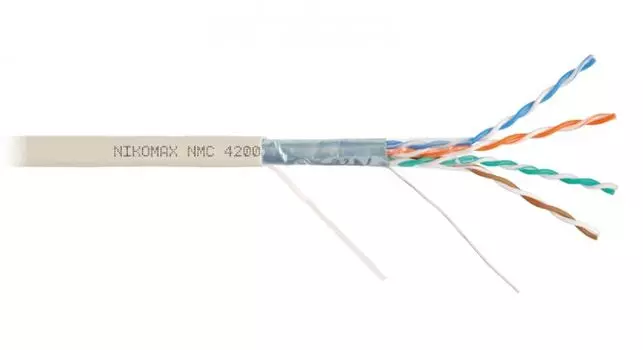 Кабель витая пара F/UTP 5e кат. 4 пары NIKOMAX NMC 4200L-IY 24AWG(0.51 мм), медь, одножильный (solid), внутренний, полимерный материал, нг(A)-LSLTx, с