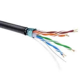 Кабель витая пара F/UTP 5e кат. 4 пары DKC RN5EFUPE3BK 24AWG(0.51 мм), медь, одножильный (solid), внешний, PE, чёрный, уп/305м ''RAM telecom''
