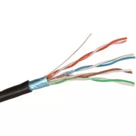 Кабель витая пара F/UTP 5e кат. 4 пары Exegate FUTP4-C5e-CU-S24-OUT-PE-BK-305 24AWG(0.51 мм), медь, одножильный (solid), внешний, с троссом, PE, чёрны