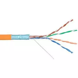 Кабель витая пара F/UTP 5e кат. 4 пары NIKOLAN NKL 9200C-OR 24AWG(0.51 мм), медь, одножильный (solid), внутренний, LSZH, нг(A)-HFLTx, оранжевый, уп/30