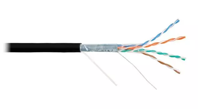 Кабель витая пара F/UTP 5e кат. 4 пары NIKOMAX NMC 4200C-BK 24AWG(0.51 мм), медь, одножильный (solid), внутренний, полимерный материал, нг(A)-HF, чёрн