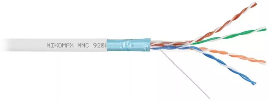 Кабель витая пара F/UTP 5e кат. 4 пары NIKOMAX NMC 9200C-WT 24AWG(0.52 мм), медь, одножильный (solid), внутренний, полимерный материал, нг(A)-HF, белы