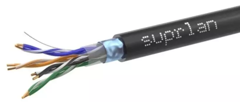 Кабель витая пара F/UTP 5e кат. 4 пары SUPRLAN 01-1028-1 24AWG PE внешний 305м черный