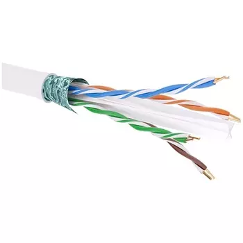 Кабель витая пара F/UTP 6 кат. 4 пары DKC RN6FUKPVWH 23AWG(0.58 мм), медь, одножильный (solid), внутренний, PVC, белый, 'RAM telecom'' (уп/305 м)