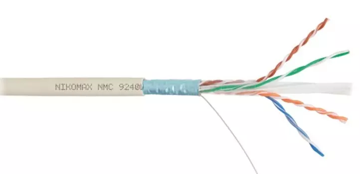 Кабель витая пара F/UTP 6 кат. 4 пары NIKOMAX NMC 9240L-IY 23AWG(0.57 мм), медь, одножильный (solid), внутренний, полимерный материал, нг(A)-LSLTx, се