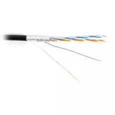 Кабель витая пара F/UTP 5e кат. 2 пары Hyperline FUTP2-C5-S24-OUT-PE-BK-500 24AWG(0.51 мм), медь, одножильный (solid), внешний, PE, чёрный, уп/500м