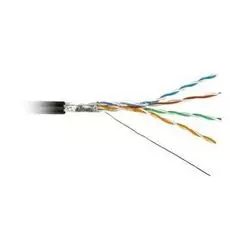 Кабель витая пара F/UTP 5e кат. 4 пары Hyperline FUTP4-C5E-S24-OUT-PE-BK-100 24AWG(0.51 мм), медь, одножильный (solid), внешний, PE, чёрный, уп/100м