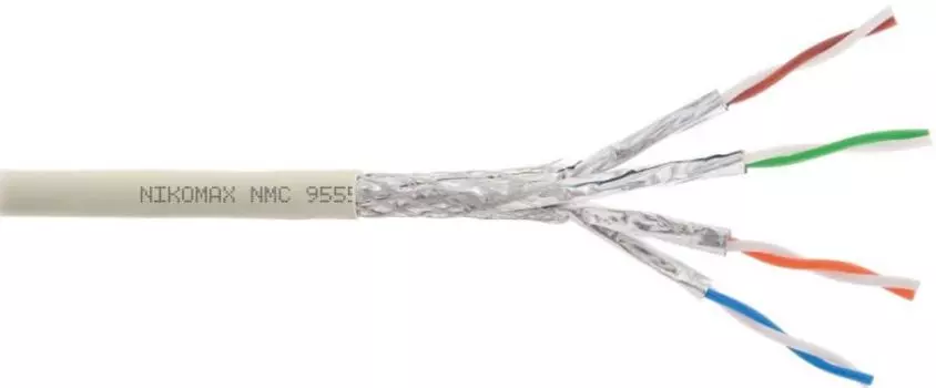 Кабель витая пара S/FTP 6a кат. 4 пары NIKOMAX NMC 9555L-IY 23AWG(0.58 мм), медь, одножильный (solid), внутренний, полимерный материал, нг(A)-LSLTx, с