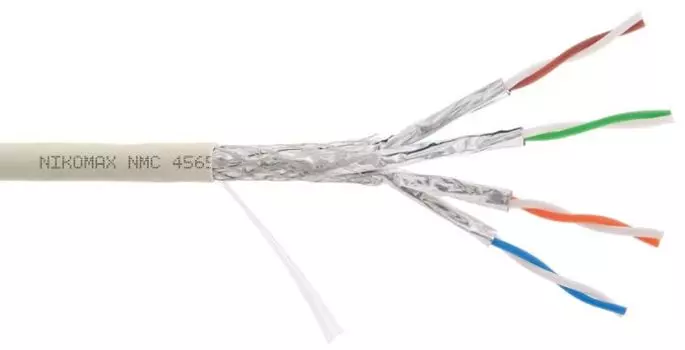 Кабель витая пара S/FTP 7 кат. 4 пары NIKOMAX NMC 4565L-IY 23AWG(0.56 мм), медь, одножильный (solid), внутренний, полимерный материал, нг(A)-LSLTx, се